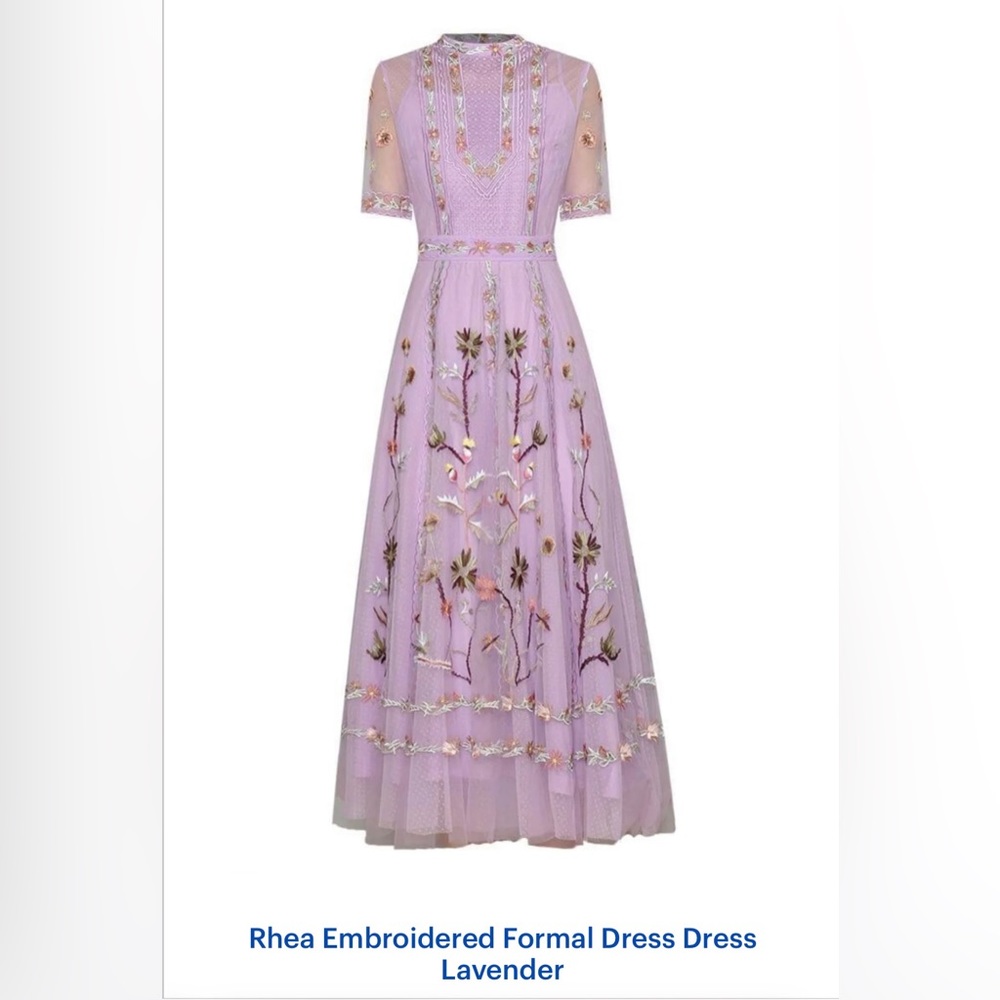 Rhea Embroidered Lavender Dress